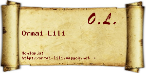 Ormai Lili névjegykártya
